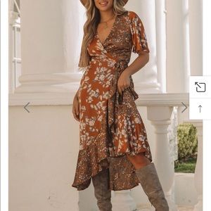 Floral Wrap Midi Dress | Size XS